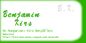 benjamin kirs business card